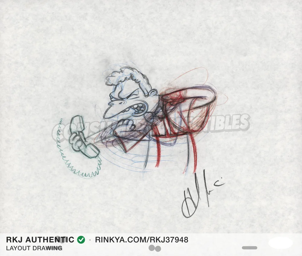 Moe Pilot Episode Production Drawing, signed